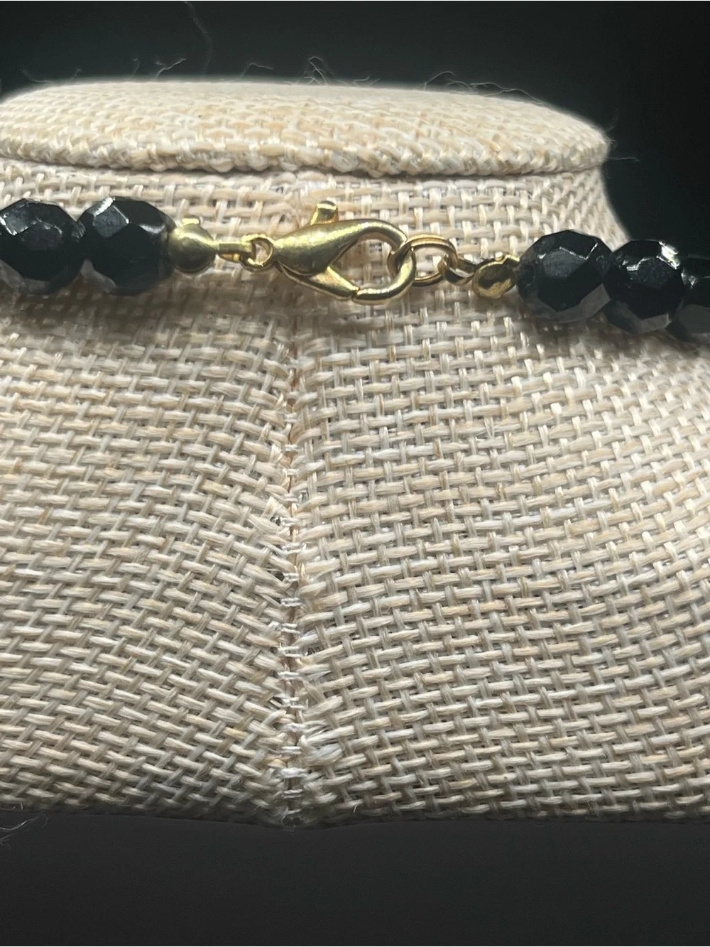 Vintage Cobalt Blue and Black Faceted Glass Bead Necklace Art Deco Style
